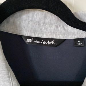 Travis Matthews navy with gray collar golf shirt extra-large